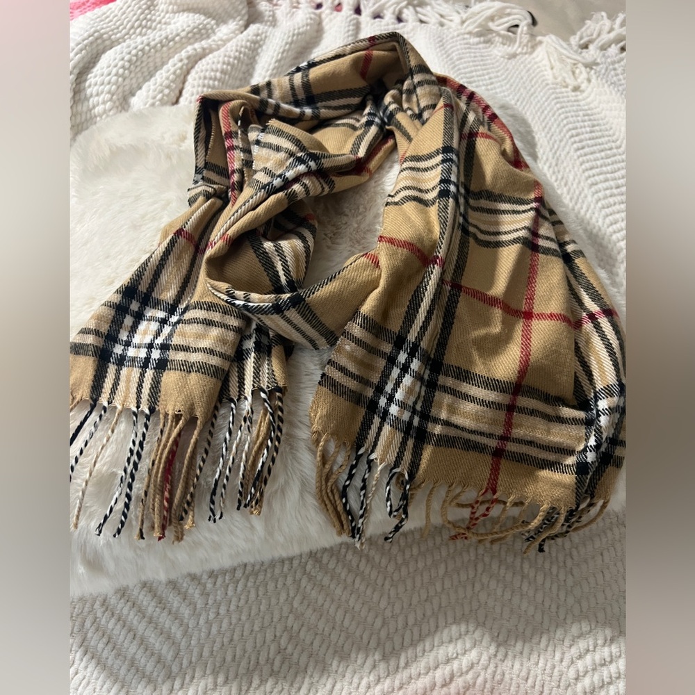 Plaid Fringe Scarf